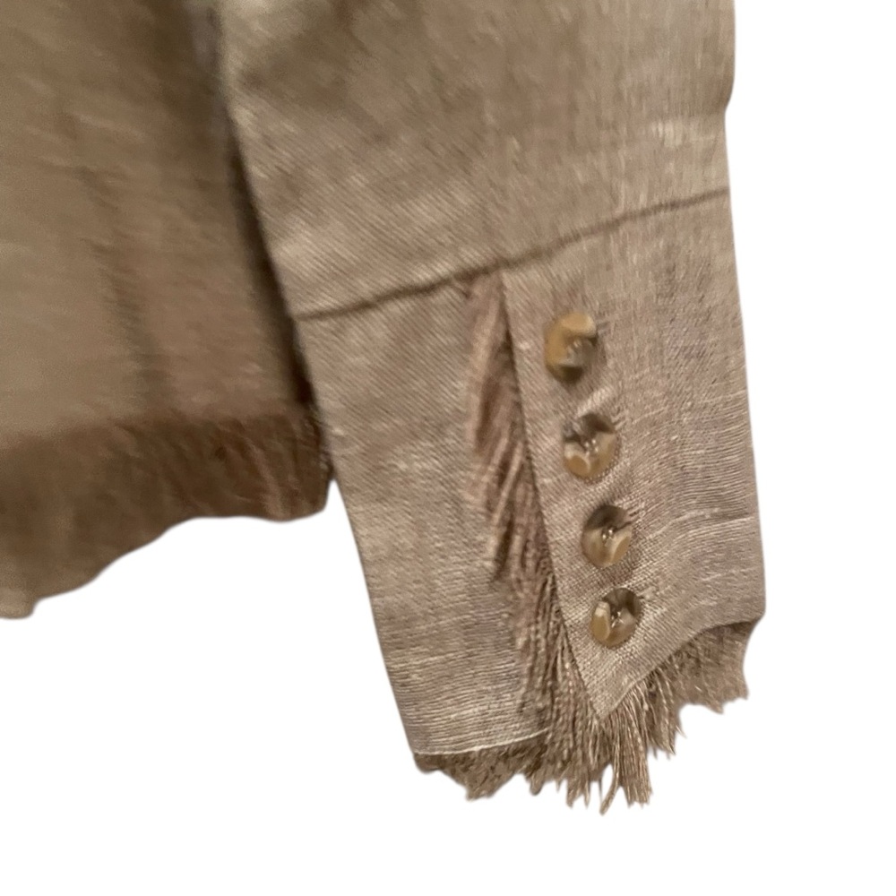 Boston Proper Women's Linen Blazer Raw Edge Size 10 Tan Office Classy - Picture 10 of 11